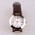 rose gold men quartz watch vogue, leather band business watch